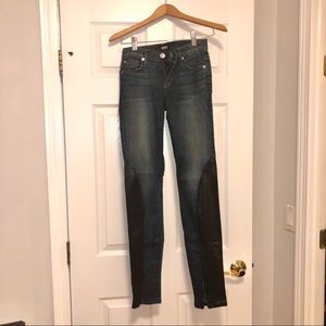 Hudson Leather Zipper Skinny Jeans